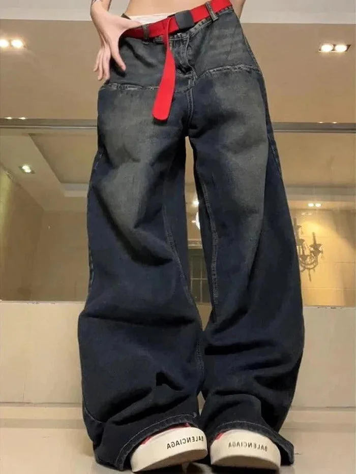 Brownm Vintage Washed Distressed Baggy Boyfriend Jeans