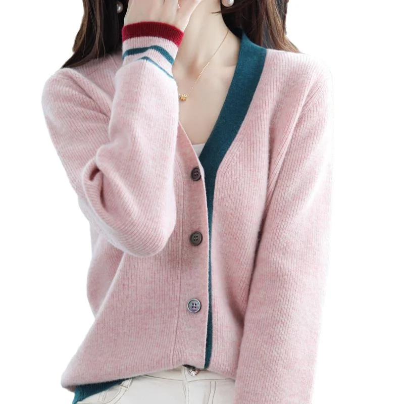 Toloer Toloer Spring And Autumn New Fashion Female V-Neck Loose And Versatile Color Cardigan Show Thin Single Breasted Sweater Coat Female-Outfit Ideas