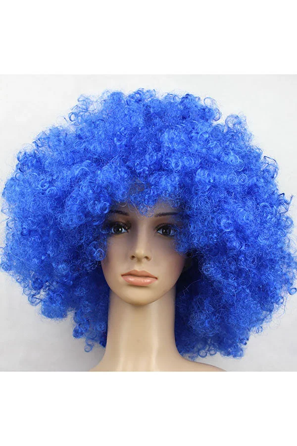 Wild-Curl Up Wig For Halloween Christmas Party Masquerade Sapphire Blue-elleschic