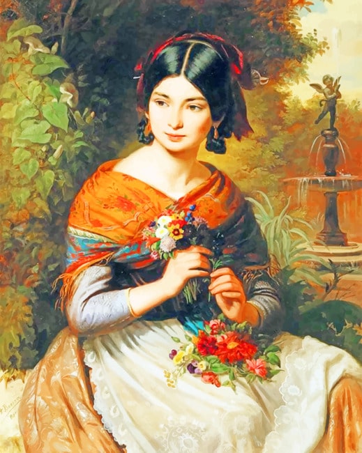 

Lady With Flowers – Paint By Numbers - 40*50CM, 501 Original