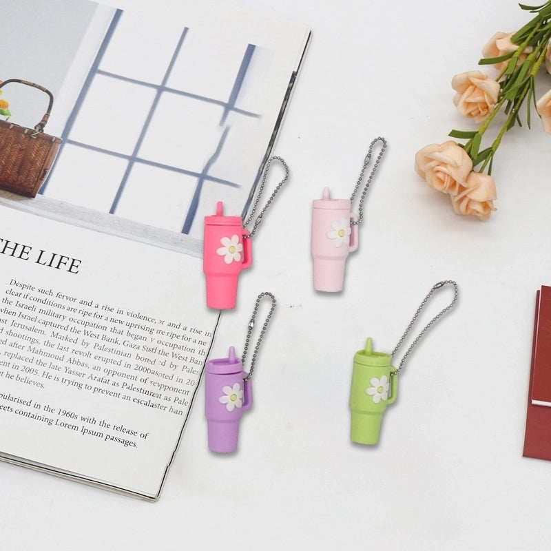 Cartoon Style Cup Flower Soft Glue Women’s Keychain