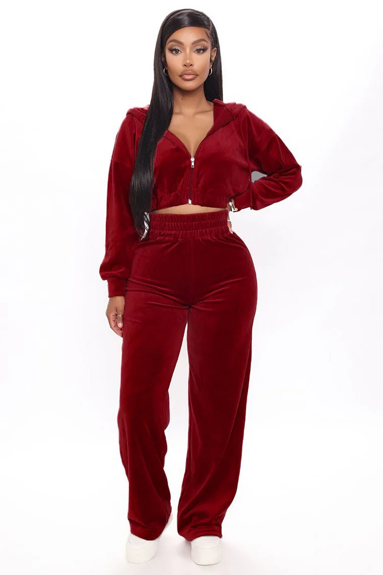 PASUXI Casual Zipper Jacket and Straight Pants Set - Women's Two-Piece Suit huanwei