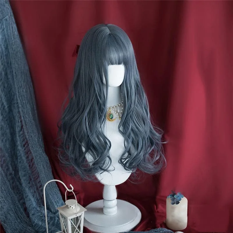 Lolita Fog Blue Long Curly Wig SP16298