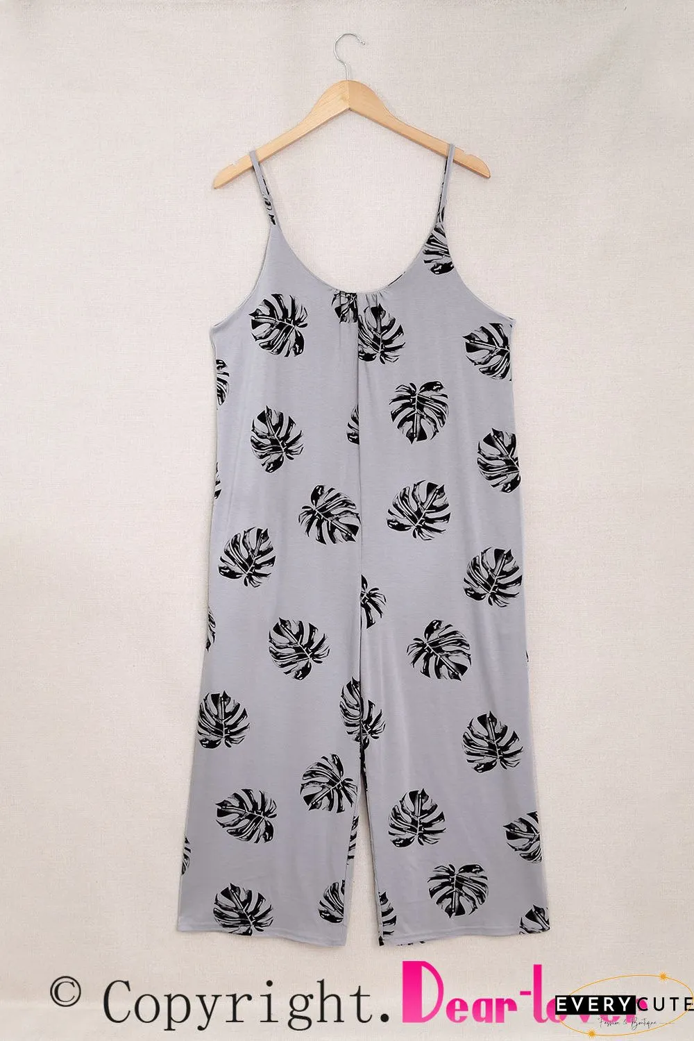 Print Spaghetti Strap Wide Leg Jumpsuit