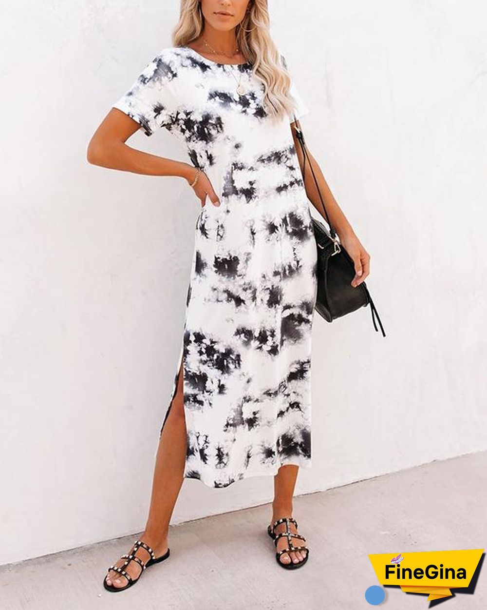 Women Tie Dye Knit Midi Dress