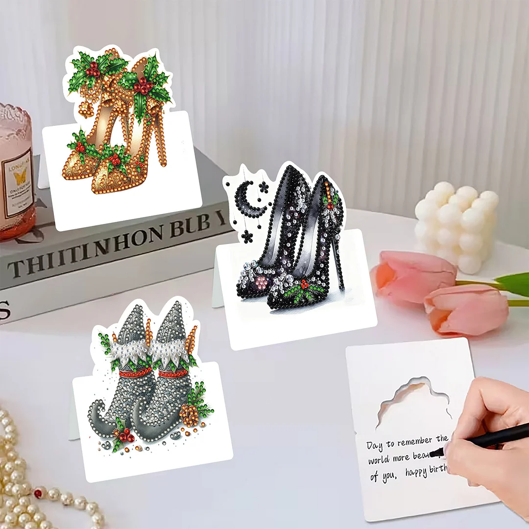 6 Packs High Heels DIY Diamond Painting Greeting Card Kit for Adults Gifts
