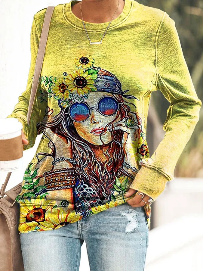 Women's Retro Hippie Style Casual Sweatshirt