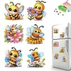6Pcs Diamond Painting Flower Bee Fridge Magnet for DIY Art Crafts