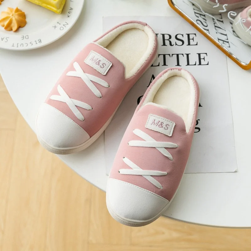 Comemore Man Women Winter Home Warm Cotton Slippers Couple Bedroom Indoor Sneakers New Woman Fluffy Slides Plush House Shoes 202