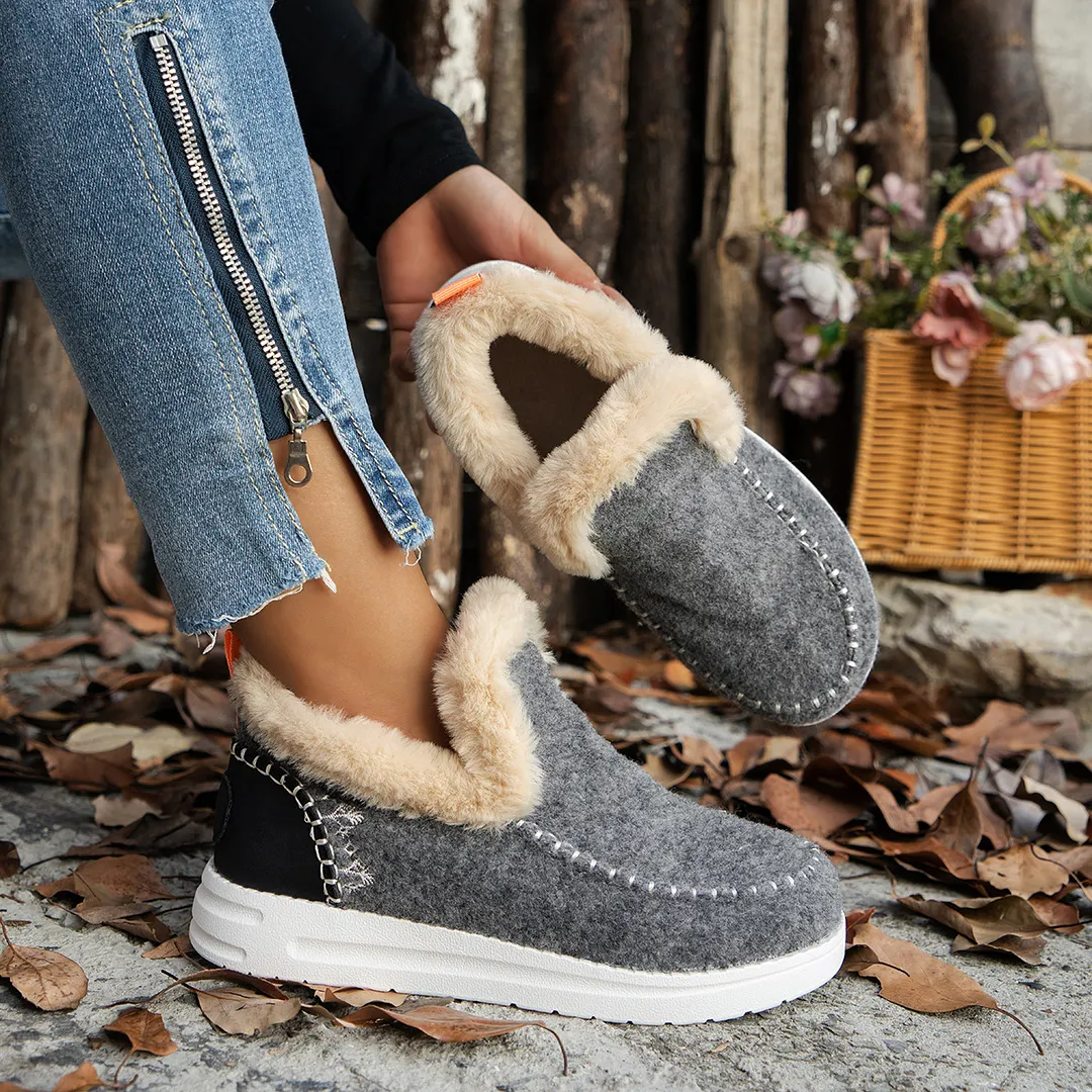 Breakj Breakj New Winter Women's Cotton Shoes Plus Plus Thick Hair Side Warm Cotton Shoes Women's Shoes