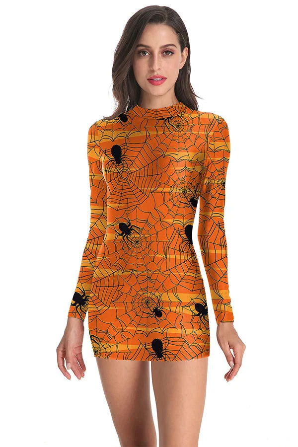 Halloween Spider Web Print Dress Ginger-elleschic
