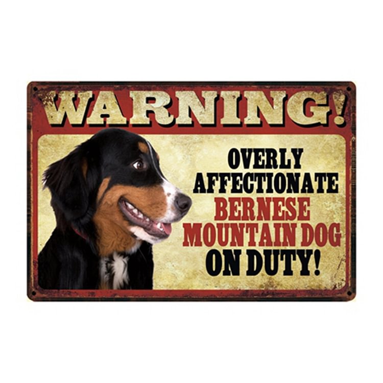 Warning! Overly Affectionate Bernese Mountain Dog On Duty! - Vintage Tin Signs/Wooden Signs - 7.9x11.8in & 11.8x15.7in