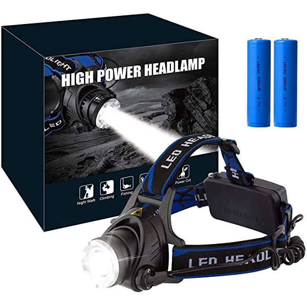 Rechargeable Headlamp,1800 Lumens Zoomable Waterproof LED head lamp