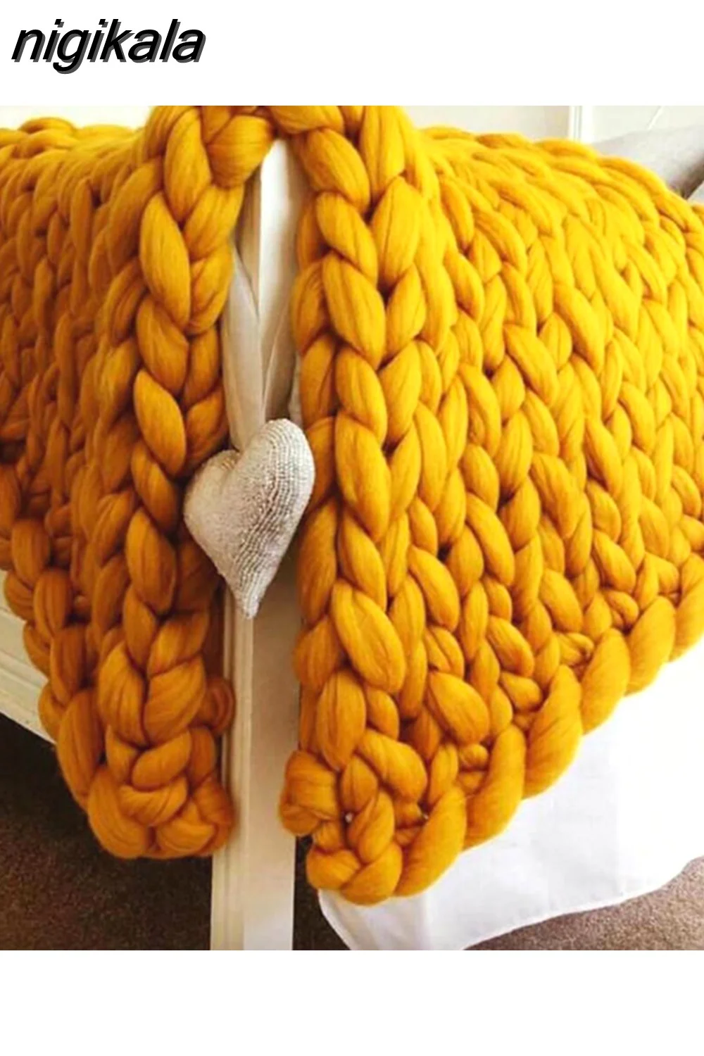 nigikala Chunky Merino Wool Blanket Thick Big Yarn Roving Knitted Blanket Winter warm Throw Blankets sofa bed blanket