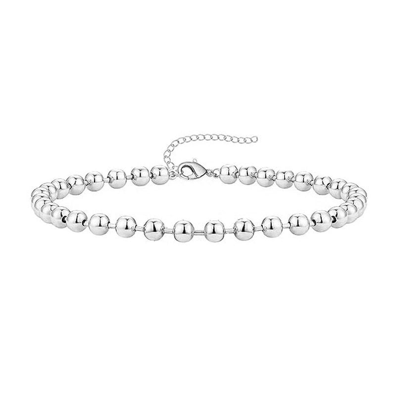 New Gold Bracelet Suit Fashion Simple Paper Clip Cuban Chain Round Bead Chain Bracelet For Women