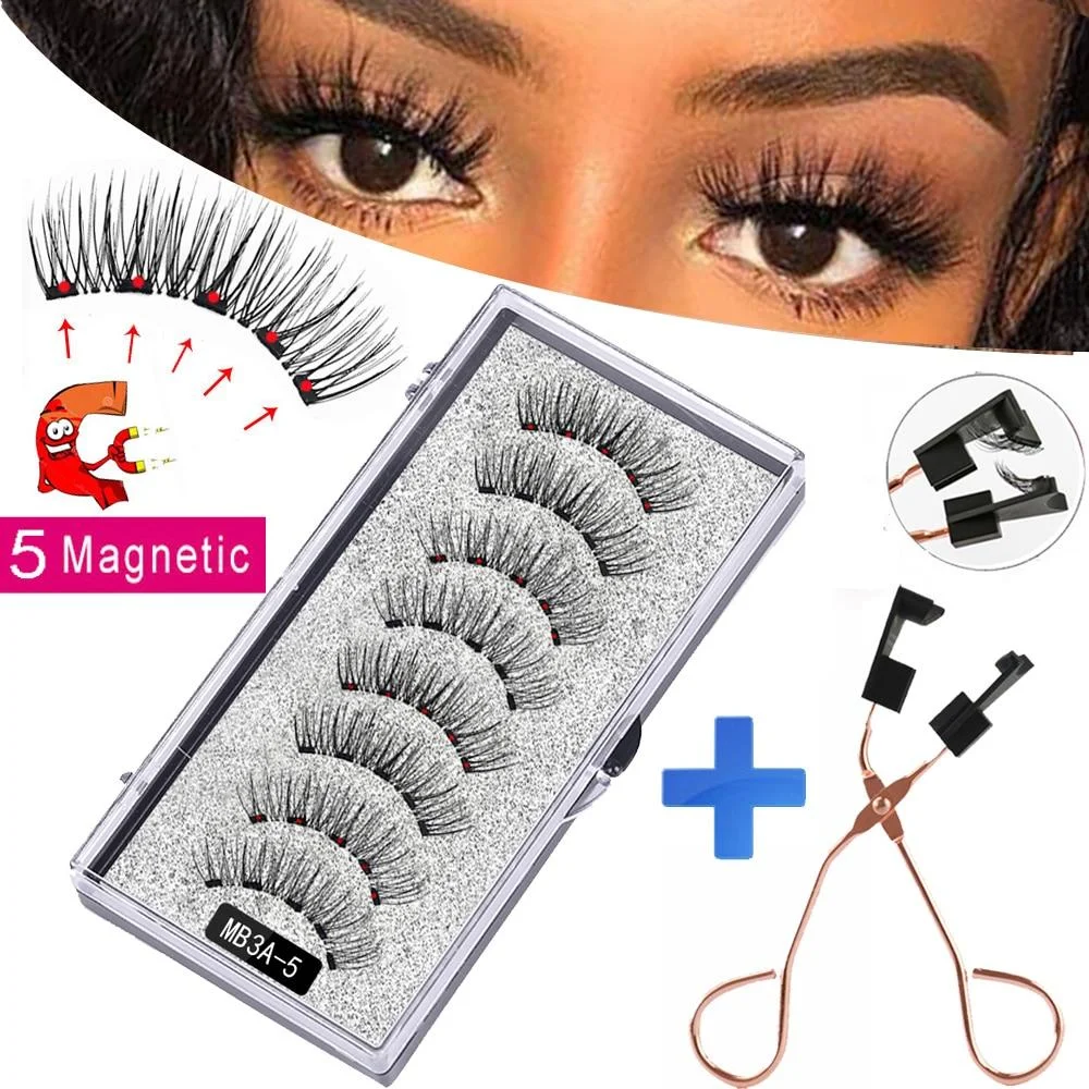 Magnetic Eyelashes Curler Set Long 3D Mink Magnetic Lashes Natural Thick False Eyelashes