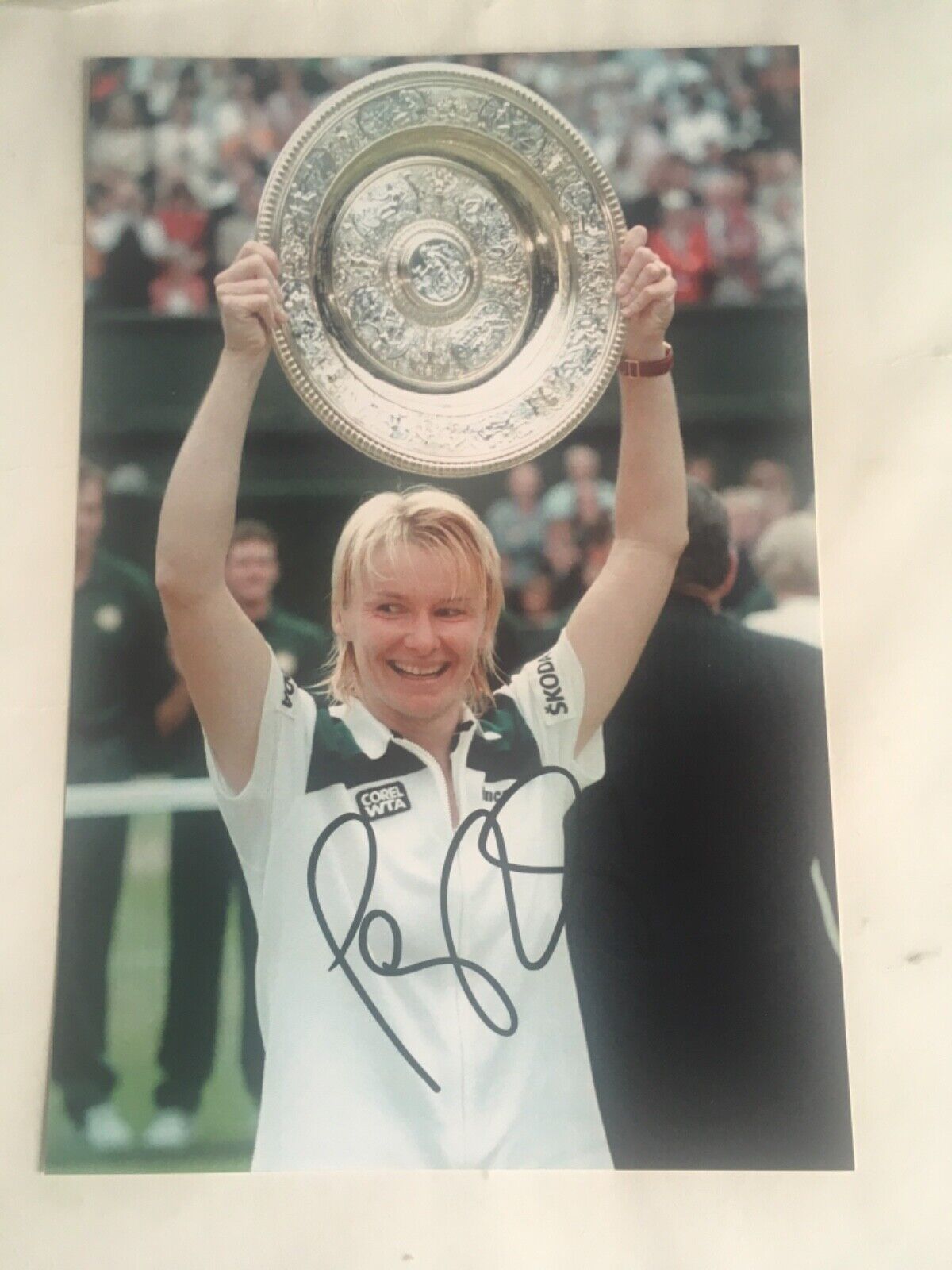 Legend tennis Jana Novotna winning Wimbledon signed 12x 8 Photo Poster painting