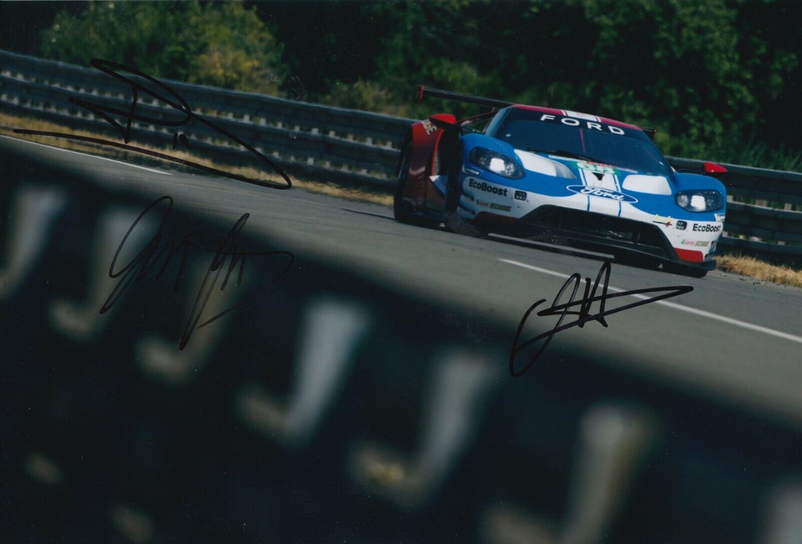 Bourdais, Hand, Muller Hand Signed Ford GT 12x8 Photo Poster painting 2019 Le Mans.