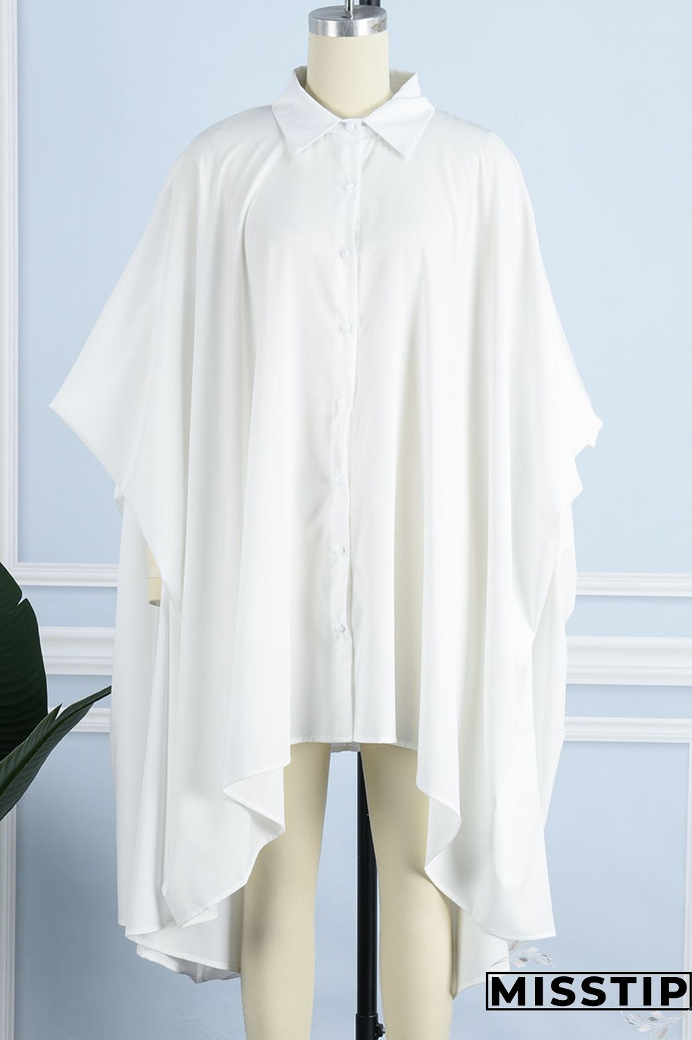 Green Casual Solid Patchwork Buckle Asymmetrical Turndown Collar Irregular Dress Plus Size Dresses