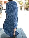 Striped Bat Sleeve Shirt Tunicshang Maxi Dress