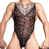 New Lace Trim Men's Lingerie Ultra-Thin and Transparent Sexy Crossdressing Bodysuit
