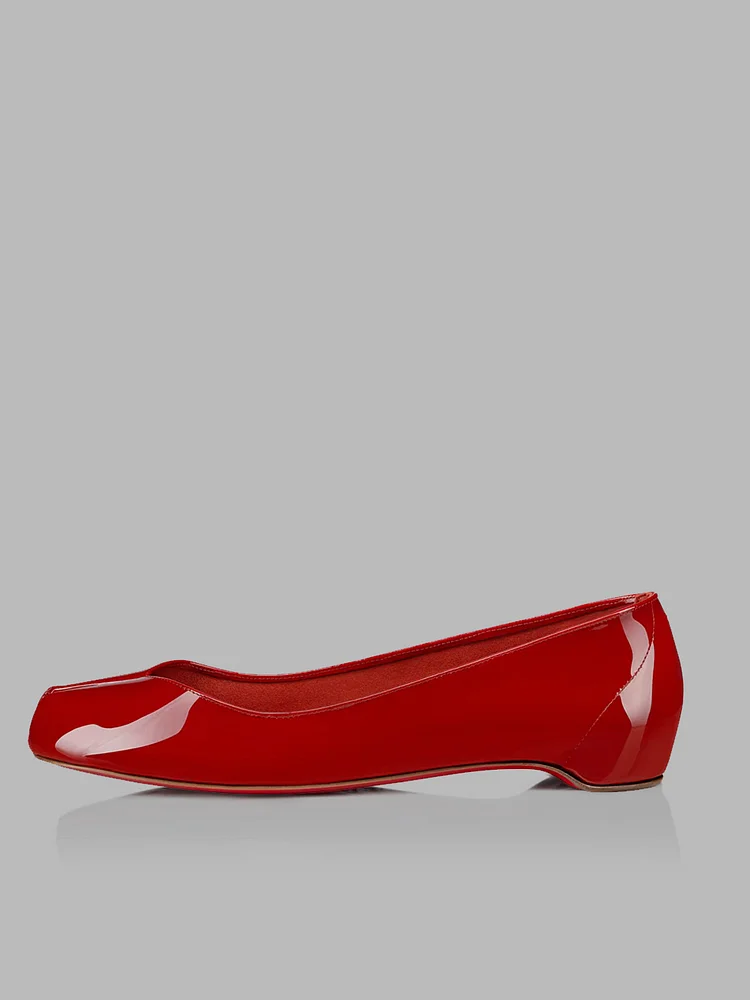 Miseyes Women's Flat Split Toe Pig's Hoof Horseshoe Shallow Slip-on Height-Enhancing Ballet Red Bottom Shoes
