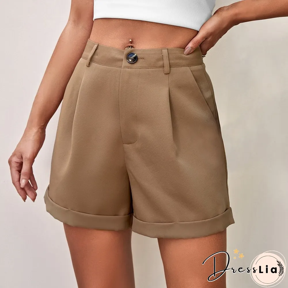 Casual Shorts For Women Summer Pants Short New Fashion Solid Color High Waist Button