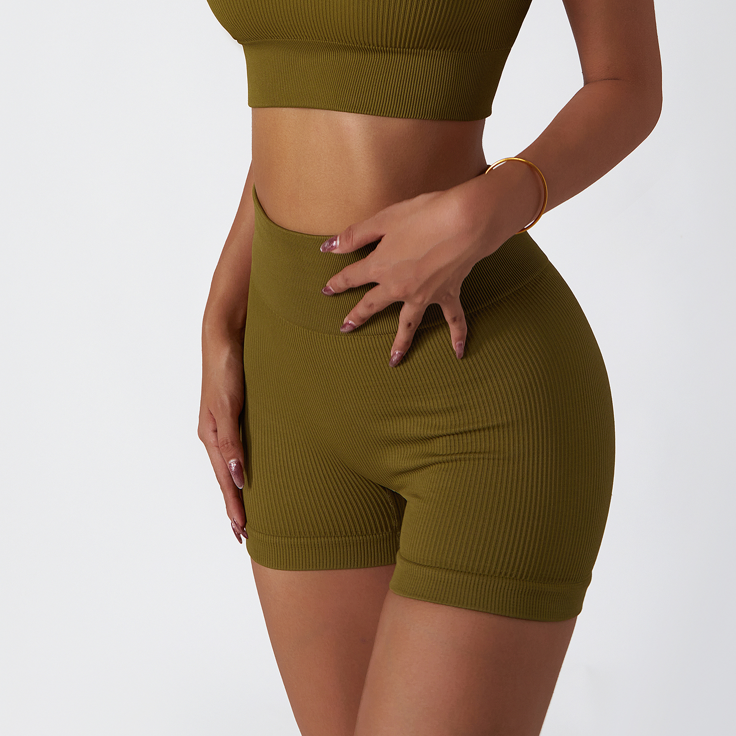 Hergymclothing high performance non see through seamless ribbed workout biker shorts with tummy control online shopping