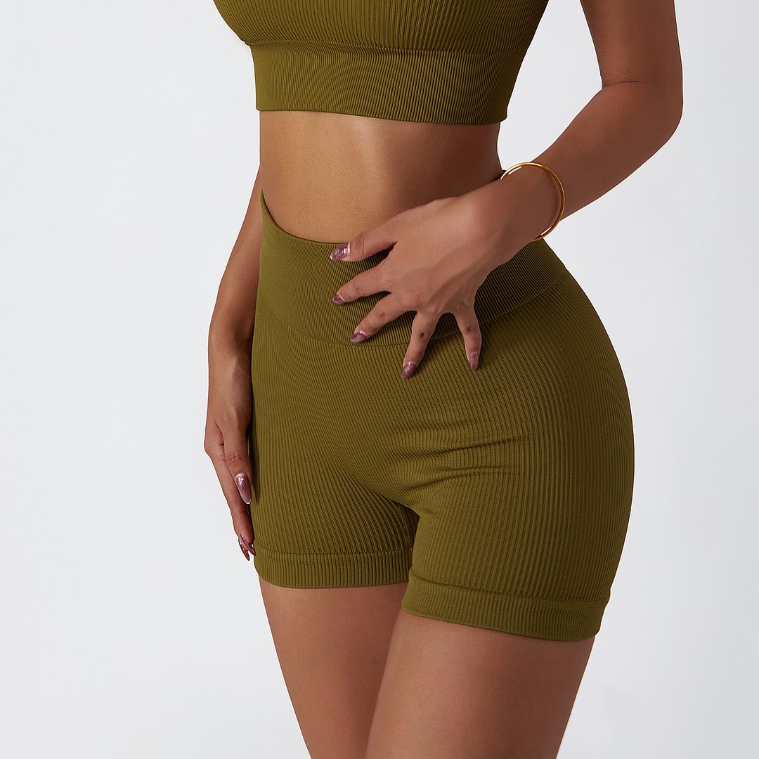 Hergymclothing high performance non see through seamless ribbed workout biker shorts with tummy control online shopping