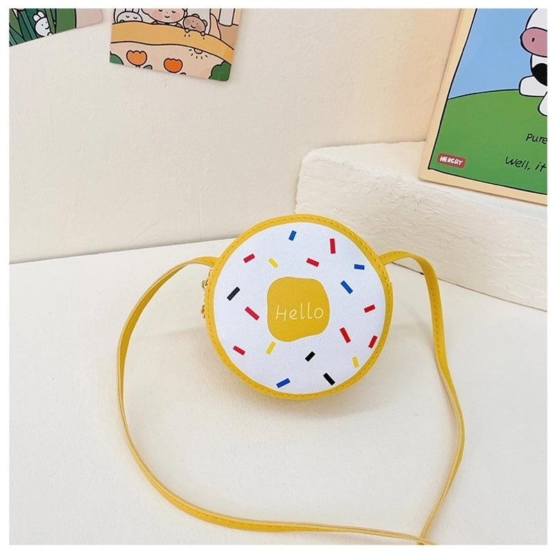 Girl’s Small Pu Leather Donuts Cute Round Zipper Crossbody Bag