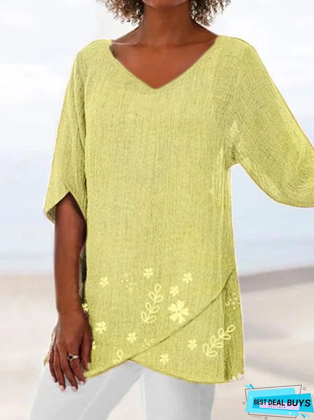 Floral Print Tulip Hem Women Summer Blouse