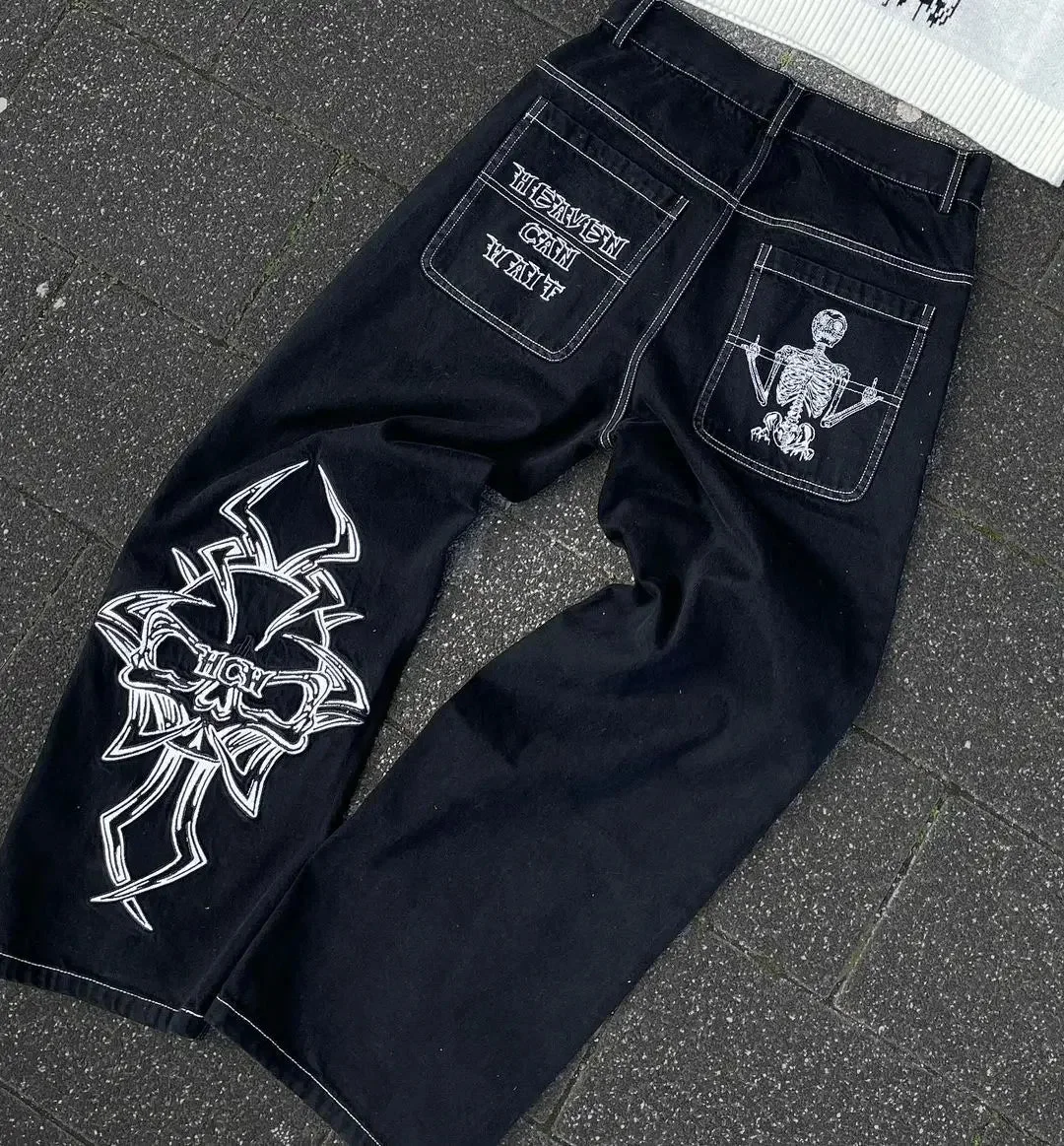 Aonga Y2K American high street washed black straight jeans spring new style simple daily casual versatile wide-leg floor mopping pants aonga