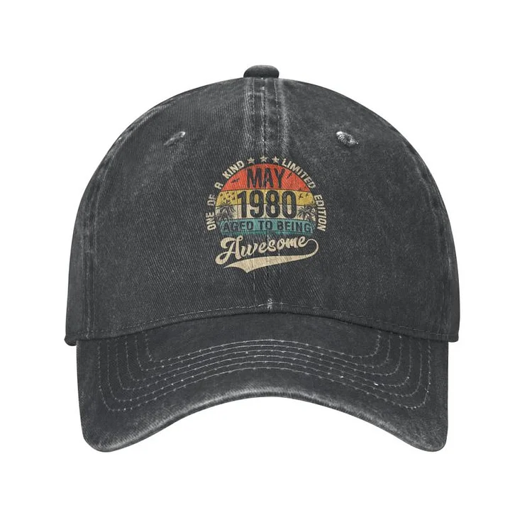Cool Cotton Vintage May 1980 43th Birthday Baseball Cap Men Women PersonalizedAdult 43 Years Old Greeting Party Dad Hat