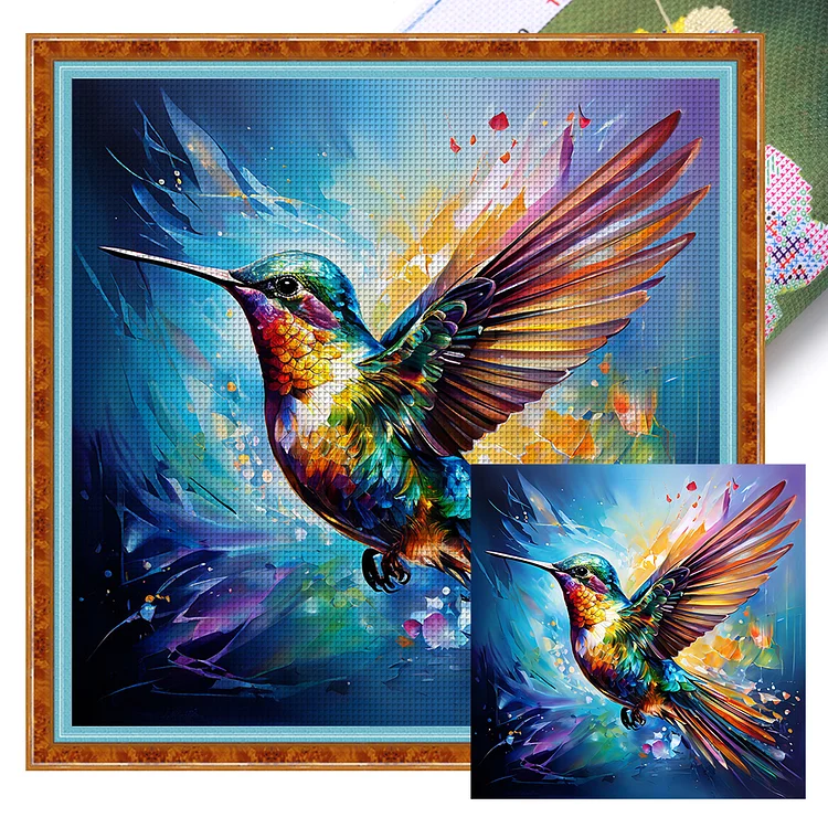 【Huacan Brand】Colorful Hummingbird 11CT Stamped Cross Stitch 40*40CM