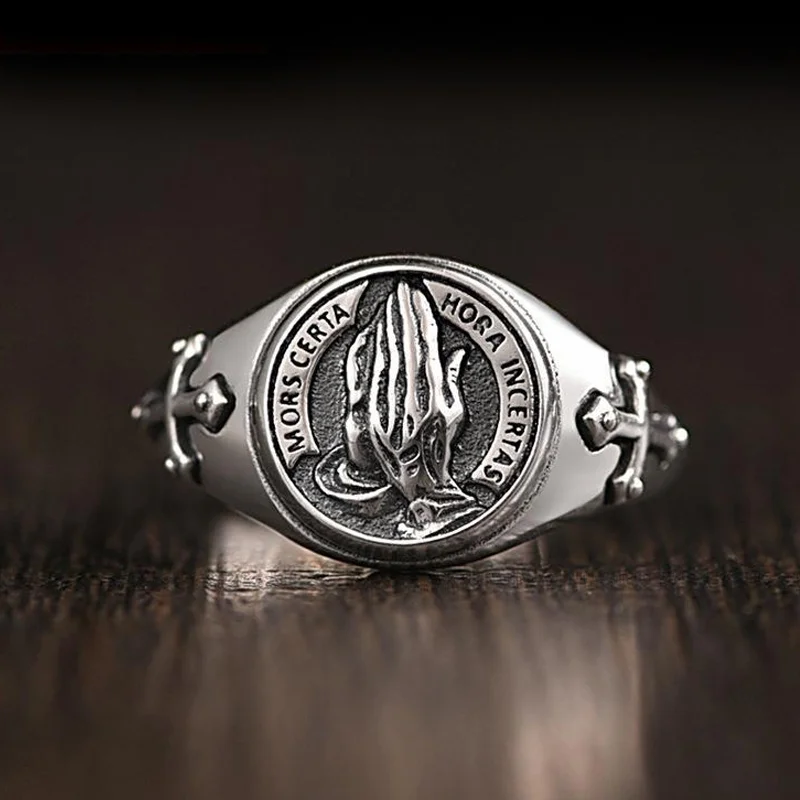 Vintage Praying Hands Open Adjustable Ring