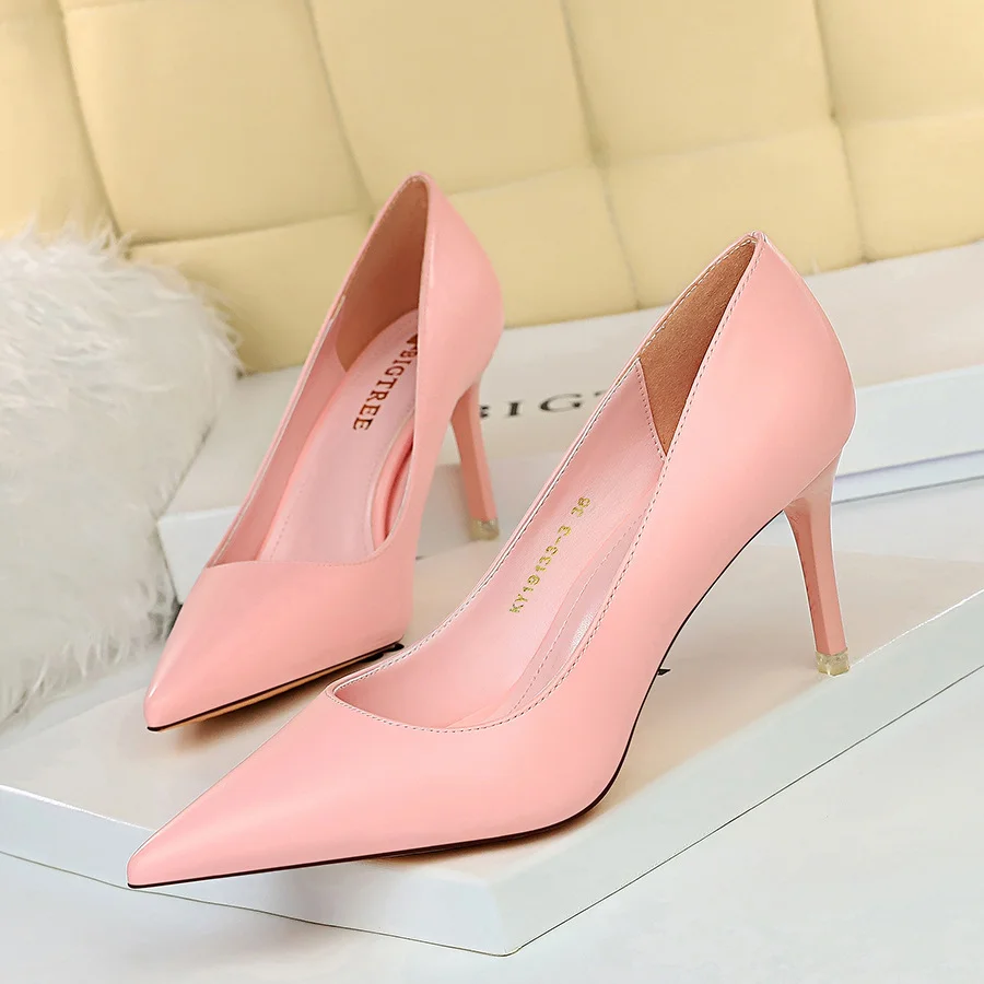 Colourp Colourp Korean Version Of Fashion Simple And Versatile Women's Shoes Fine Heel High Heel Shallow Mouth Pointed Professional OL Show Thin Women's Single Shoes
