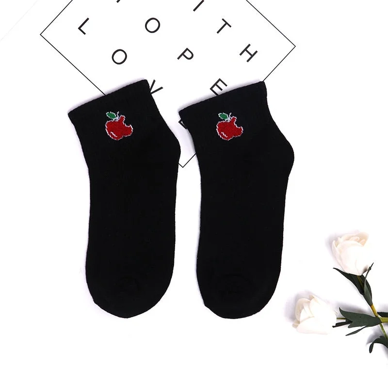 1 Pairs Women Short Socks Red Heart Cute College Fresh Female Socks Soft Cotton Summer Autumn Hot Sale Girls Sock Sox