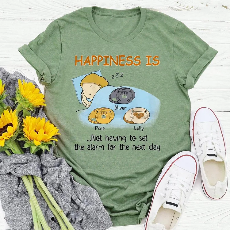 Happiness Is Cat T-shirt Tee -01480-Annaletters