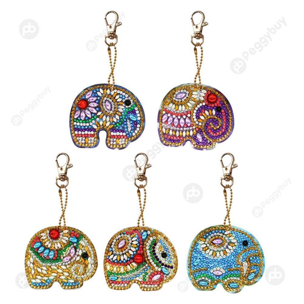 

5pcs Elephant-DIY Creative Diamond Keychain, 501 Original