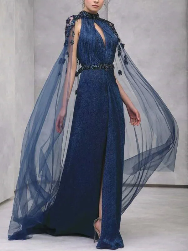 Hand Embroidered Crystal Tulle Shawl Ladies Dress