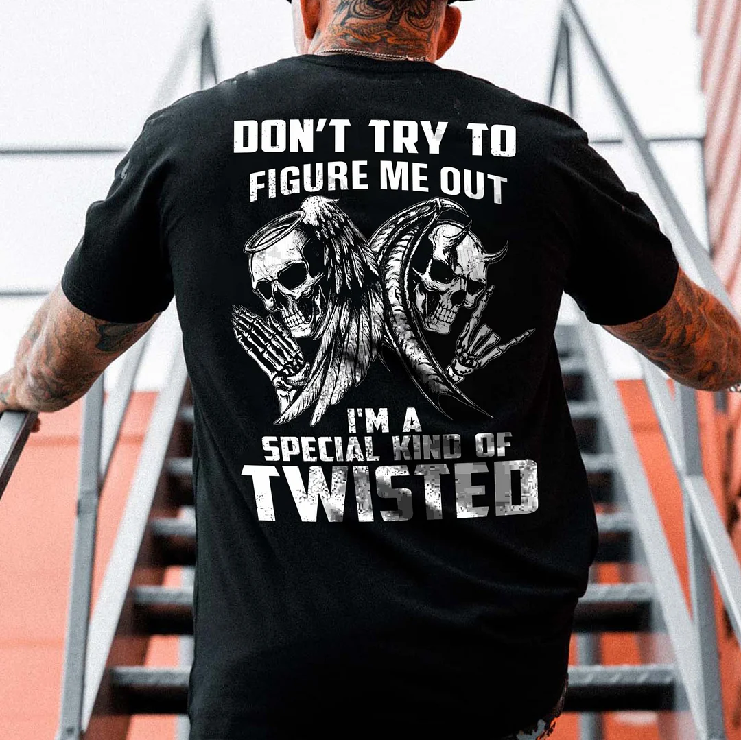 DON'T TRY TO FIGURE ME OUT Skeleton Print Men's T-shirt