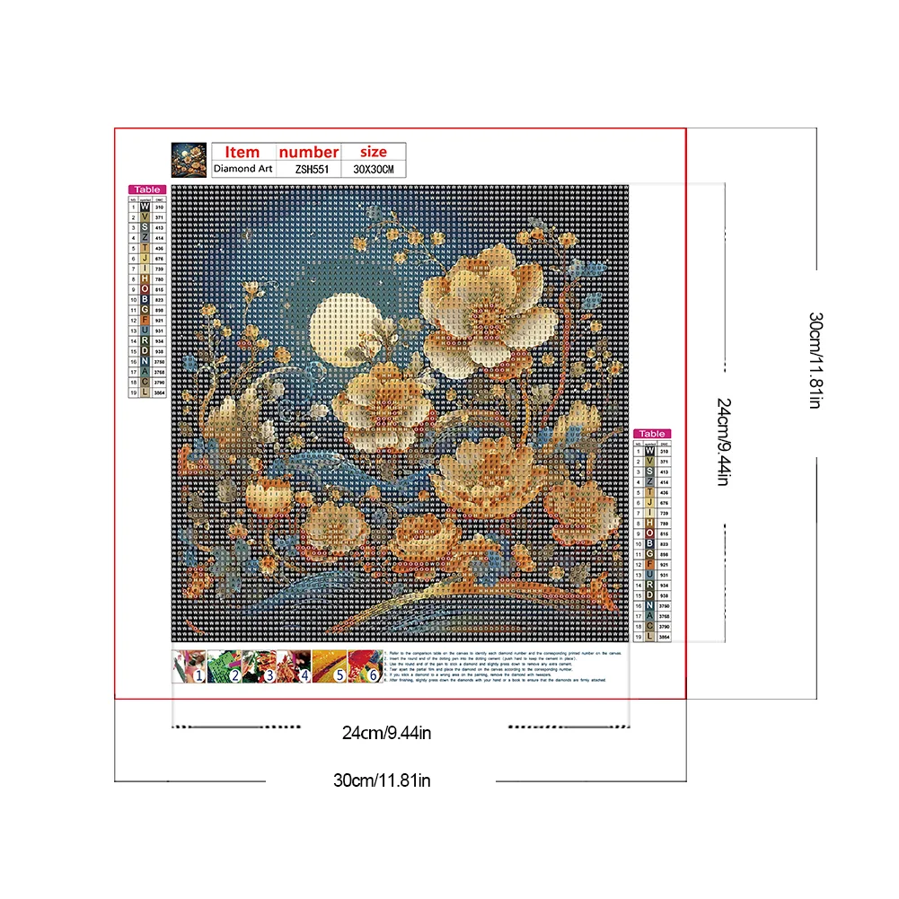 Full Round Diamond Painting 30*30cm - Fantasy Flowers