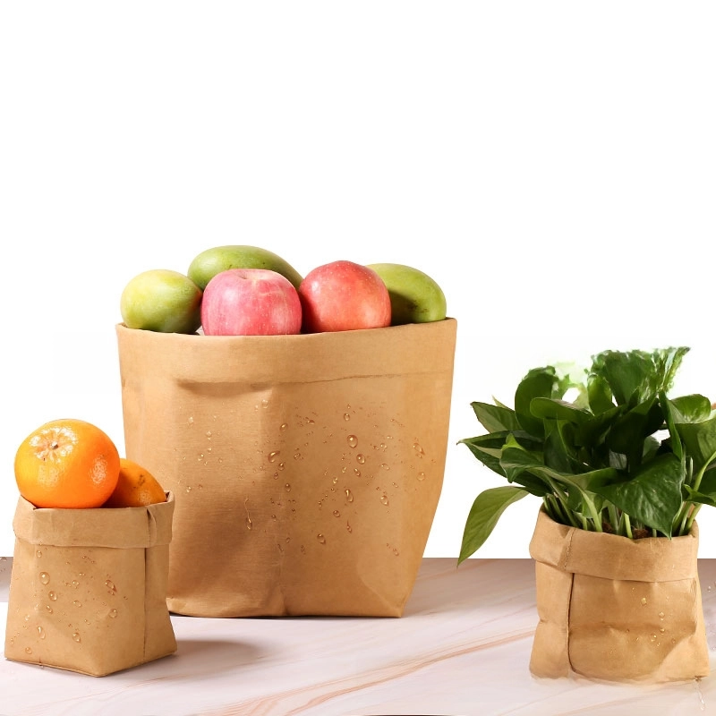 Household Items Kraft Paper Flower Pot Refrigerator Cosmetics Storage Germany Washable Kraft Paper Bag