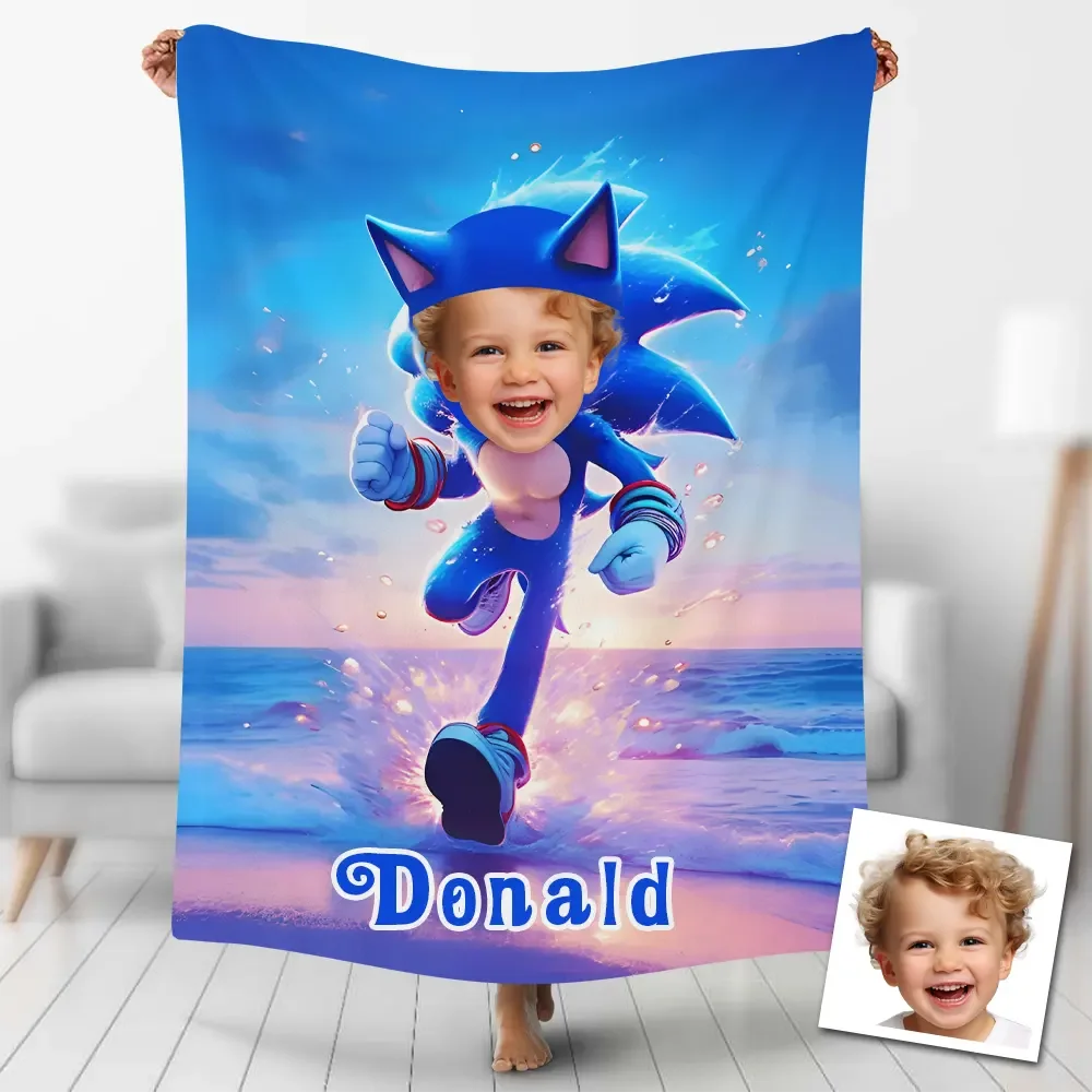 Custom Blankets Personalized Running Sonic The Hedgehog Blankets