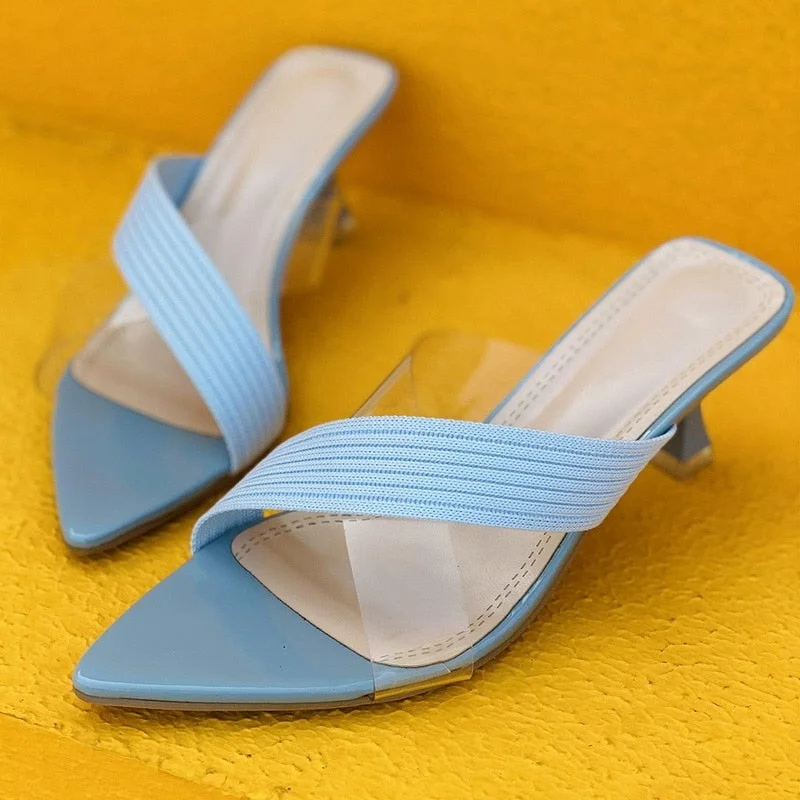 Summer 2021 Sandals For Women PVC Slippers Women's Strange Style High-heeled Sandals Transparent Thin Heel Shoes Large Size