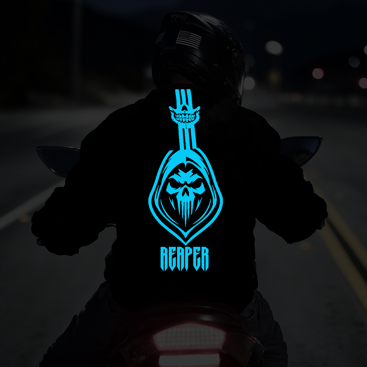 Luminous Grim Reaper Motorcycle Hoodie