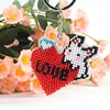 Buuny Love Beaded Counted Cross Stitch Ornament Kit Cross Stitch Bead Keychain 