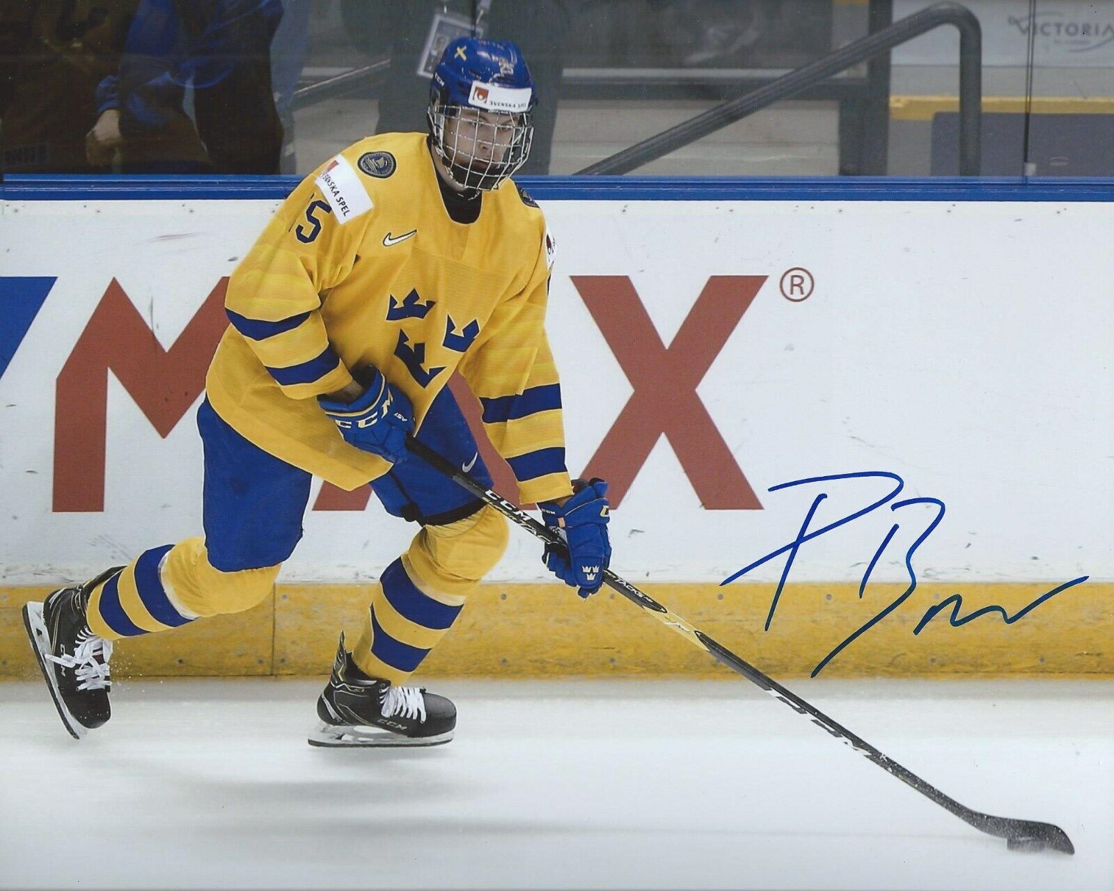 Philip Broberg Signed 8x10 Photo Poster painting Team Sweden World Juniors Autographed COA B