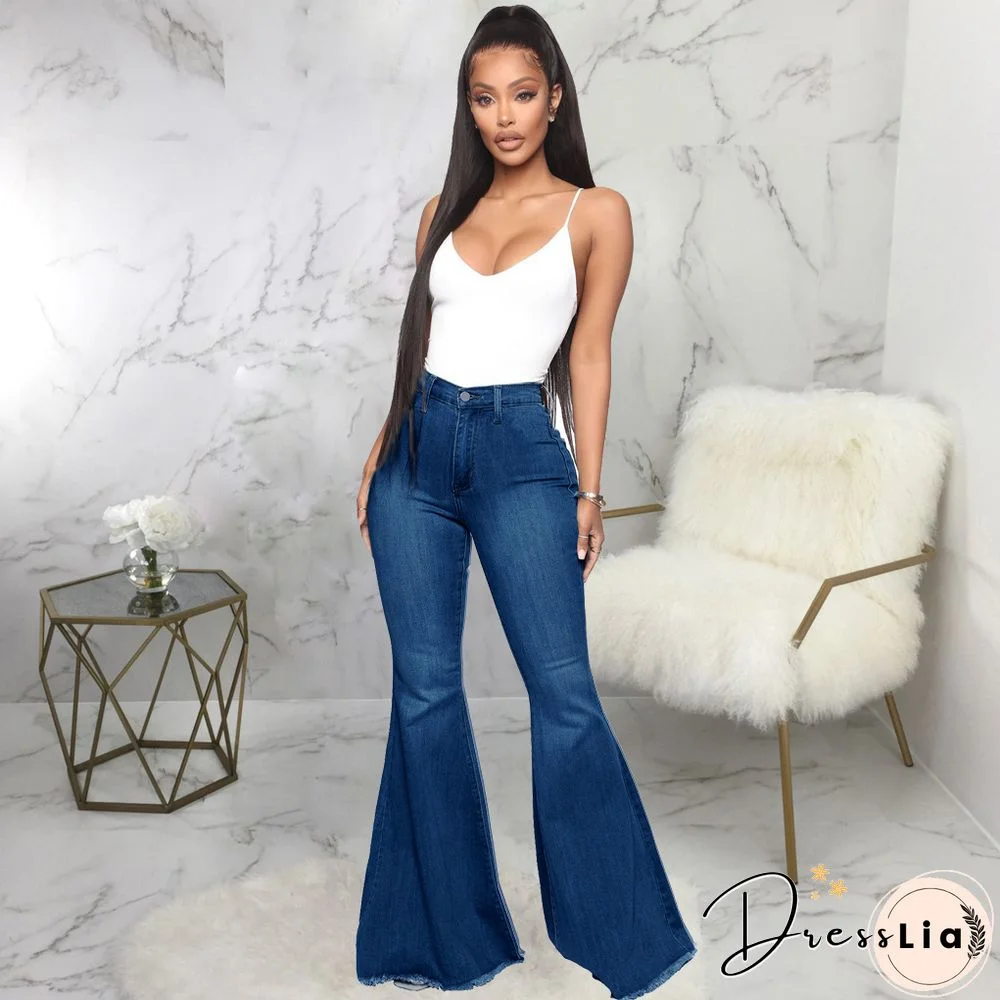 High Waist Stretch Plus Size Flare Jeans Pants