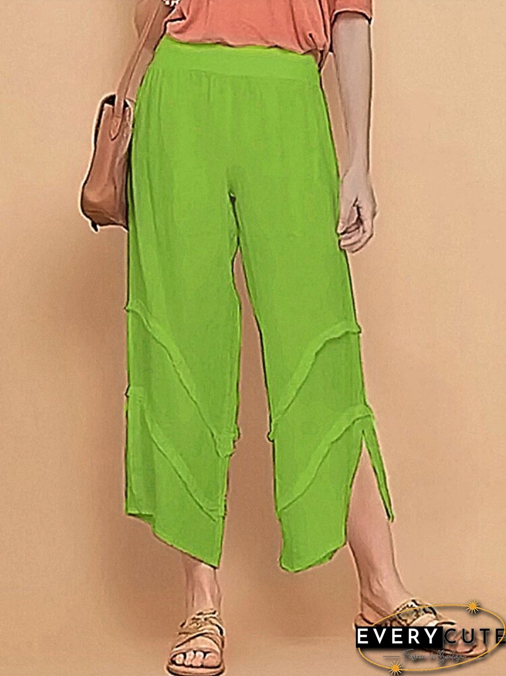 New Spring And Summer Thin Loose Casual Pants Solid Color Ruffled Cotton Linen Pocket Pants Women's Breathable And Comfortable